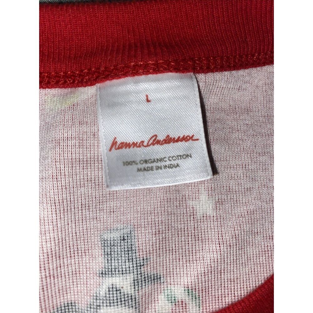 Hanna Andersson Christmas Penguins Red Long John Pajama Top Size Large - Picture 5 of 6